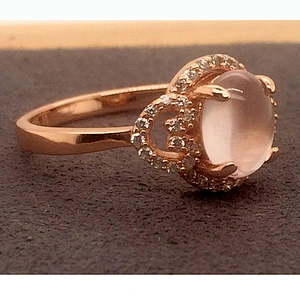 Brilliant beauty girls cz inlaid set rose gold 975 rings