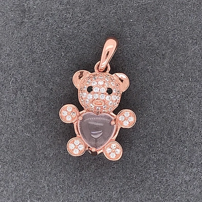 Wholesale Diamond Bear Claw Necklace, Cz Pendant Bear Shape, Mama Rose Gold Heart Bear Pendant