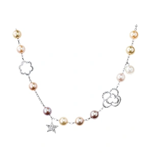 Star and clouds design sterling silver pearl jewelry