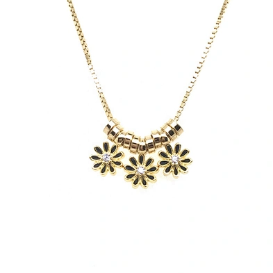 New Design Slideable Circle And Enamel Cz Flower Beads Gold Chain Necklace