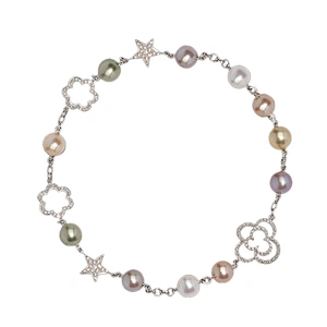 Chinese stylish silver jewelry freshwater pearl pendant necklace set
