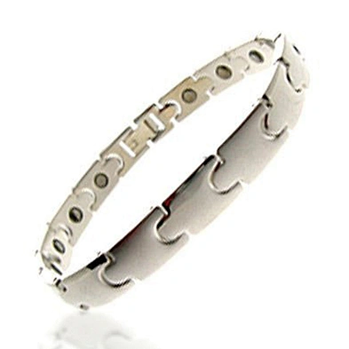 Neat bead buckle stainless steel bracelet with magnetic therapy
