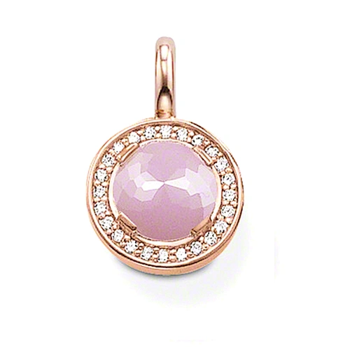 Hot selling round shape pink stone silver locket charm