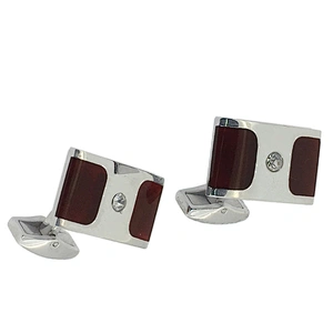 Rectangular shape red shell stainless steel cuff link