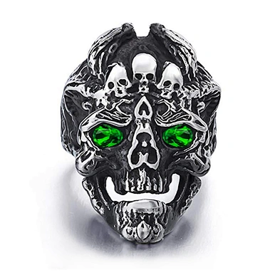Hiphop Jewelry Stainless Steel Men'S Skull Rings, Gothic Skull Ring Eyes Mens Ring Vintage Jewelry