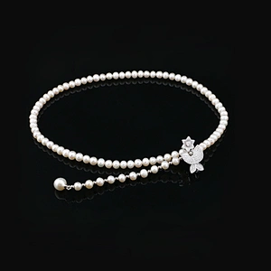 Fashion custom silver women beads chain choker necklace pearl pearls jewelry