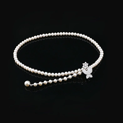 Fashion custom silver women beads chain choker necklace pearl pearls jewelry