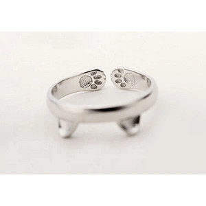 High quality adjustable cat shape silver animal rings