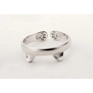 High quality adjustable cat shape silver animal rings