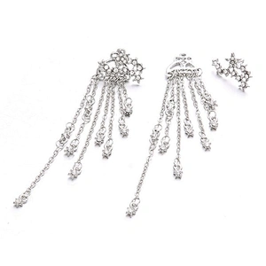 Alloy amethyst charm front back macrame earrings