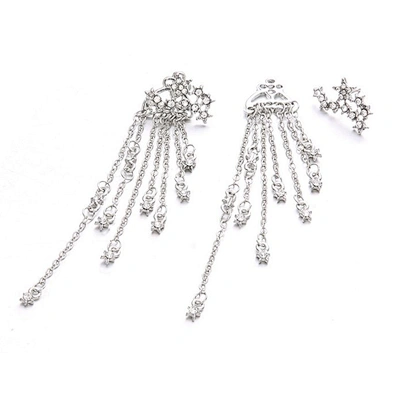 Alloy amethyst charm front back macrame earrings