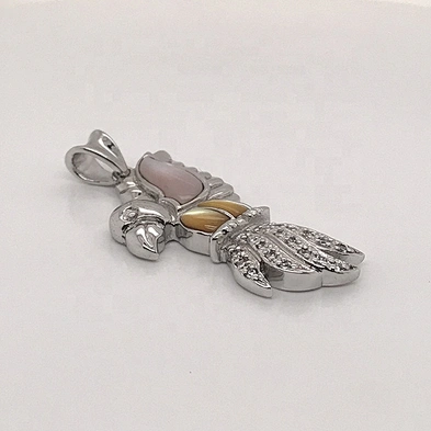 Fashion Platinum Plating Silver Handcrafted Cz Wings Parrot Bird Pendant
