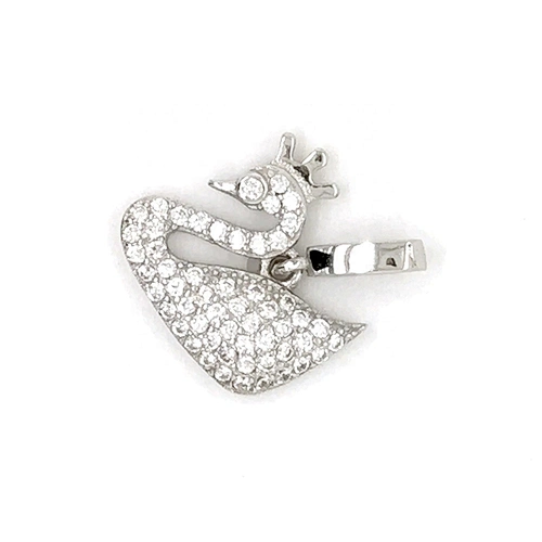 Diamond Swan Necklace Set, Swan Charm Sterling Silver, White Gold Swan Necklace Pendant