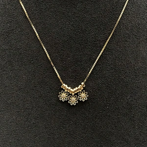 New Design Slideable Circle And Enamel Cz Flower Beads Gold Chain Necklace