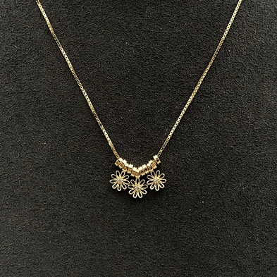 New Design Slideable Circle And Enamel Cz Flower Beads Gold Chain Necklace
