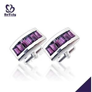 Purple crystal stone brass fashion bijoux golf cufflinks