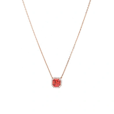 Graceful popular silver square pink crystal female favor ruby pendant necklace