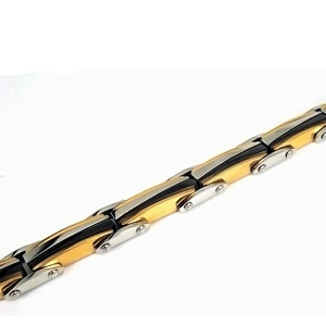 Boutique stainless steel black enamel 14k solid gold jewelry