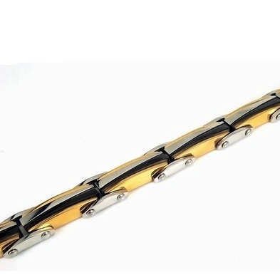 Boutique stainless steel black enamel 14k solid gold jewelry