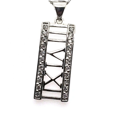925 Sterling Silver Jewel 360 III VI XII Roman Numerals Jewelry Stone Pendant