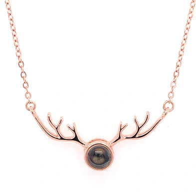 Antler shape i love you 100 language projection silver necklace for women