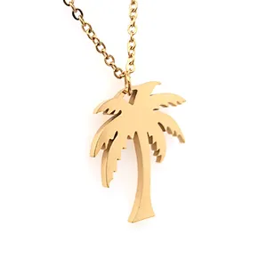 Fashion Jewelry 2020 Gold Plating Stainless Steel Palm Tree Necklace