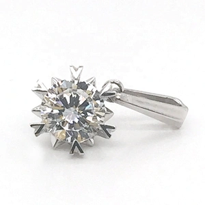 Small Cute Unisex Hand Made Silver Snow Flake Single Zircon Charm Pendant