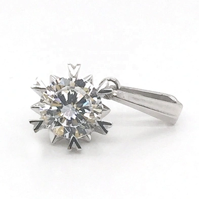 Small Cute Unisex Hand Made Silver Snow Flake Single Zircon Charm Pendant