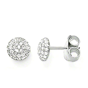 Graceful beauty round stone silver studs earrings