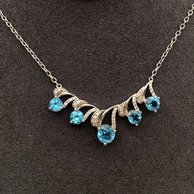 Ocean Topic Sea Spray Shape Blue Zircon Statement Necklace Jewelry Wholesale