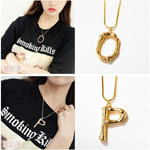 Gold Plated Chunky Initial Custom A-Z Alphabet Letter Pendant Necklace
