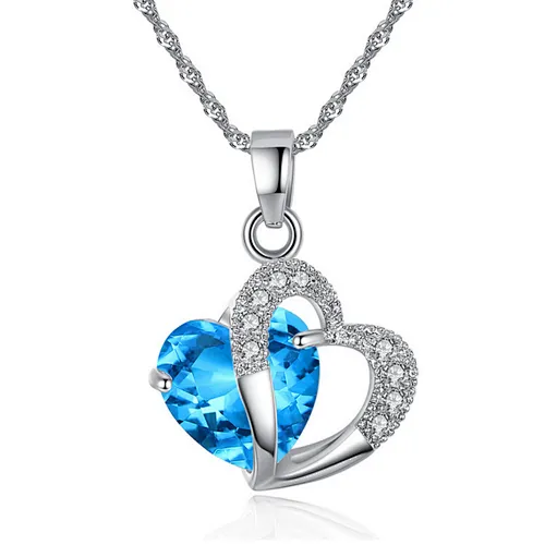 Fantasy women's wedding heart stone jewellery multi colored crystal necklace