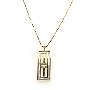 Gold Straight Lines Combination Design Rectangle Geometric Pendant Necklace