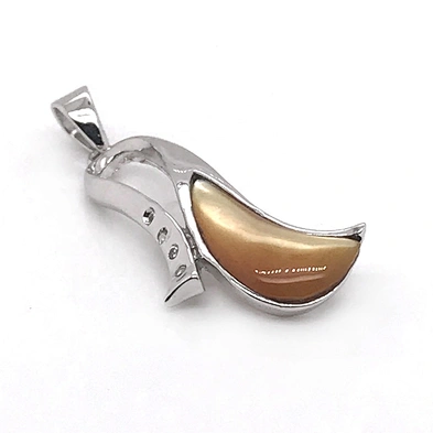 Exquisite Women Vegetable Shape Yellow Shell Pendant Jewelry Silver 925