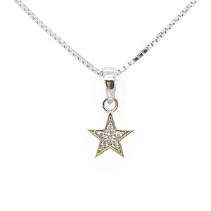 Classic Style Small Stone Star Shaped Charm Pendant Box Chain Necklace