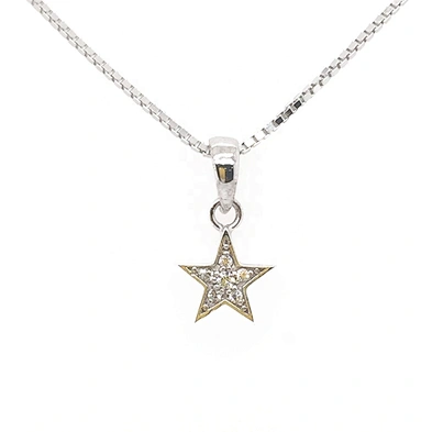 Classic Style Small Stone Star Shaped Charm Pendant Box Chain Necklace