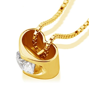 Minimal cube heart design pendant lab made diamond jewelry