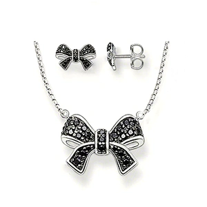 Shiny stone fashion butterfly silver 925 set