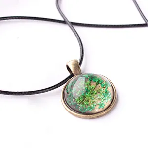 Dried real flower charm tree of life pendant necklace jewelry