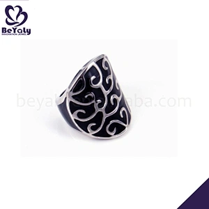 Popular trendy stainless steel black painting cheap man ring