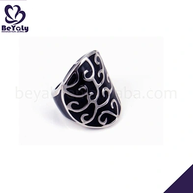 Popular trendy stainless steel black painting cheap man ring