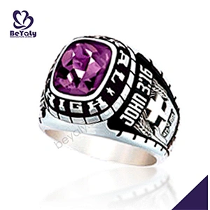 Purple stone custom signet fashion wedding rings