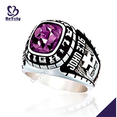Purple stone custom signet fashion wedding rings