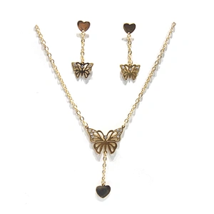 Gold plated cross brass costume stainless steel set jewelry