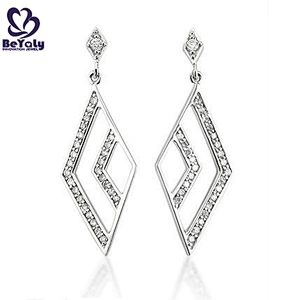 Shiny cubic stone silver fish earrings jewellery