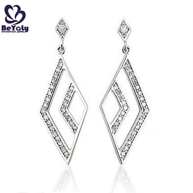 Shiny cubic stone silver fish earrings jewellery