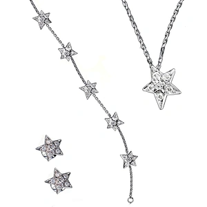 Beauty silver shiny star accessories necklace earring bracelet