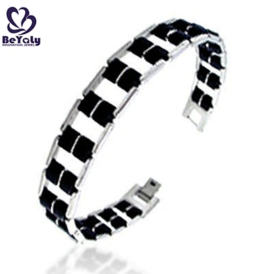 Cheap black leather beyaly jewelry titanium bangle