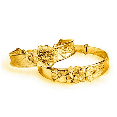 Best price flower engraved 18k gold bracelets for men