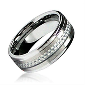 Engagement mesh carbon fiber ring blank in stainless steel